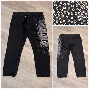 PINK Victoria's Secret Black Joggers with Silver Accents